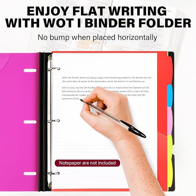 WOT I Telescoping Project Organizer 2-Pack, Refillable Binder with Dividers and Pockets, 13 Pocket Folders, 1 Inch 3 Ring Binder, Pink