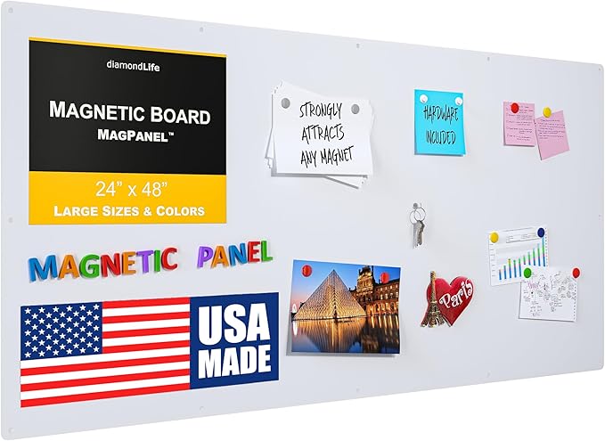24"" x48 - Magnetic Board - Memo & Vision Board for Home, Office, and Classroom - Magnet Board for Kids - Pre-drilled Mounting Screws Included