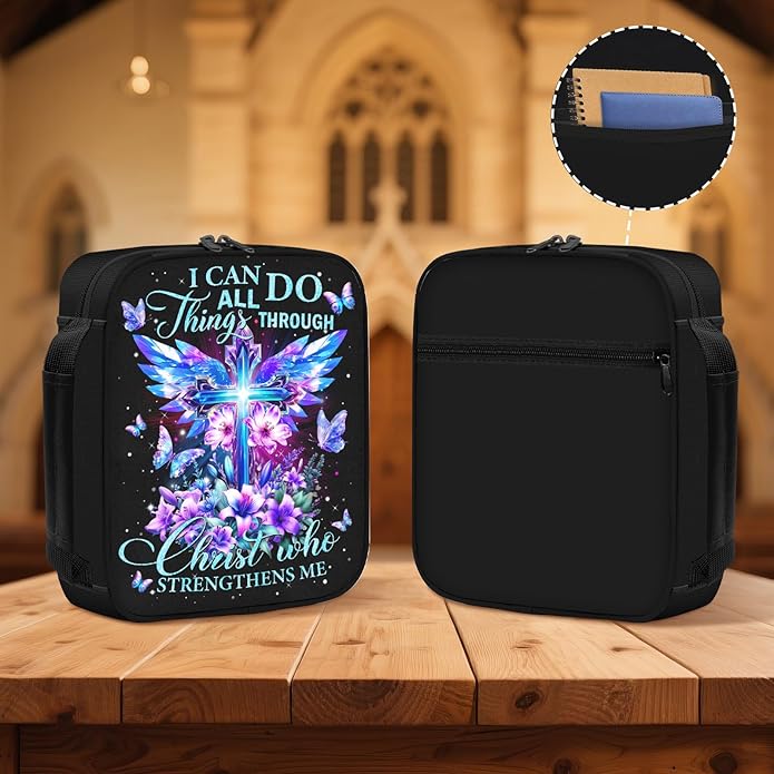 Bible Cover for Women, Bible Holder, Bible Cover With Handles, Bible Carrying Case, Bible Bags With Zipper and Pockets