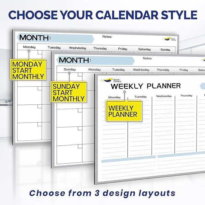 Magnetic Weekly Planner for Fridge - 17x12” Stain-Resistant Dry Erase Whiteboard Fridge Calendar with Large Writing Space for Schedules, Chores & Meals - Includes 4 Markers & Eraser