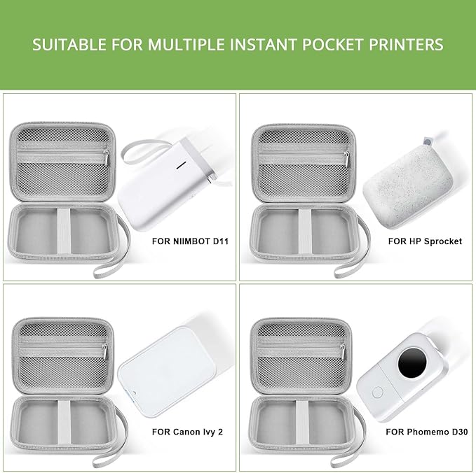 ALKOO Case Compatible with NIIMBOT D11 Label Maker Printer, Storage Bag for Phomemo D30 for Canon for Ivy 1/2 for HP Sprocket Mini Photo Printer & Label Paper Accessories- Holder Box Only