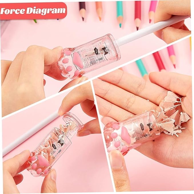 4Pcs Pink and Grey Manual Pencils Sharpeners Cat Claw Pencil Sharpener Stationery with Lid for Office Home Supplies Pencil Sharpeners,Writing and Correction Supplies