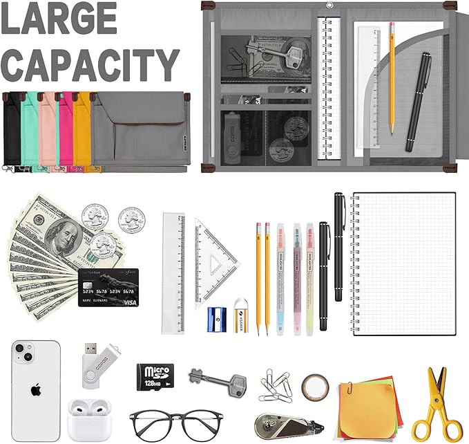 Mayplous A5 Conference Folder Business Organiser Bag Notepad Carrying Case Document Case A5 Portfolio Organiser Portfolio Binder with Zip (Smoke Grey)