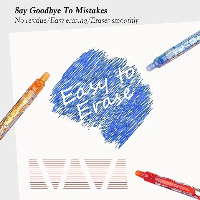 6Pcs Erasable Gel Pens Red Ink, 0.5mm Retractable Quick Dry Fine Point Pens, Smooth Writing Pens for Journaling, Coloring, Drawing, Doodling, Note Taking