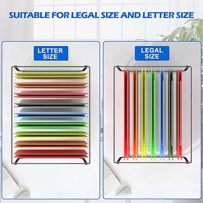 1 Pack Legal and Letter Size Hanging File Folder Frame Desk Organizer Destop Hanging File Frame, Hanging Folder Holder Metal Rack for Filing Cabinet File Drawer, 15.3" L12.4 W9.4 H