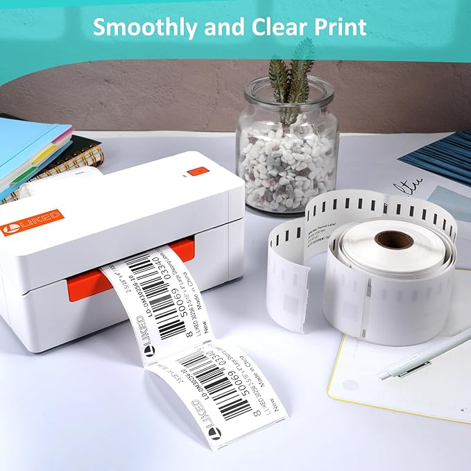 L LIKED 18 Rolls 2-5/16" x 4" Thermal Shipping Address Labels, Perforated Line, Compatible with Rollo/Zebra/DYMO 30256, 5400(18 Rolls×300 Barcode Postage Labels for Desktop Printers (Pack of 4)