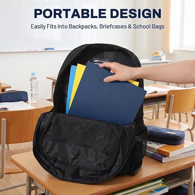 SUNEE Folders with Pockets(25 Pack, Dark Blue), 2 Pocket Folders Fit Letter Size Paper, Paper File Folder for School Office Home Business