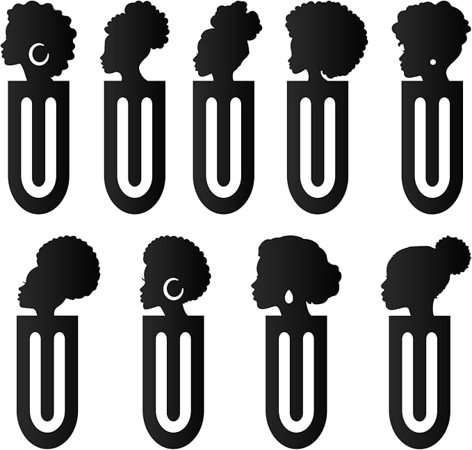 Laffact 18Pcs Black Girls Read Acrylic Plastic Marker Bookmarks for Reader | African American Women Reading Paper Clip, Black Women Book Tracker Page Clip Book Club Bookish Birthday Gifts for Book Lover
