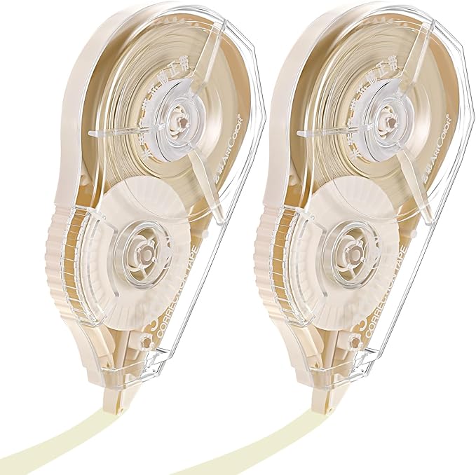 Zonon Correction Tape Cream Color Beige Corrective Tape Eraser 100 Feet Long for School Office Supplies Crafting, Note Taking, Journal, Case Color May Vary(2 Pieces)