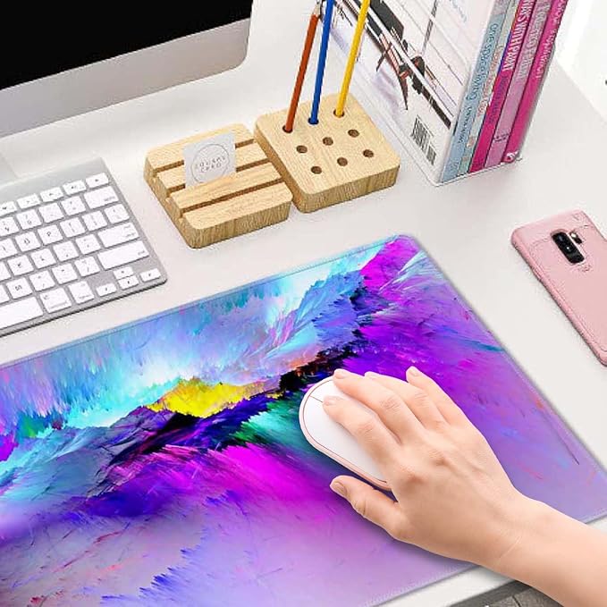 Gaming Mouse Pad Large,Abstract Spray Paint Mouse Pad Gaming Mouse Mat Desk Pad,31.5 x 11.8 Desk Mat Mouse Pads for Desk,Extended Keyboard Mousepad with Non-Slip Base and Stitched Edge