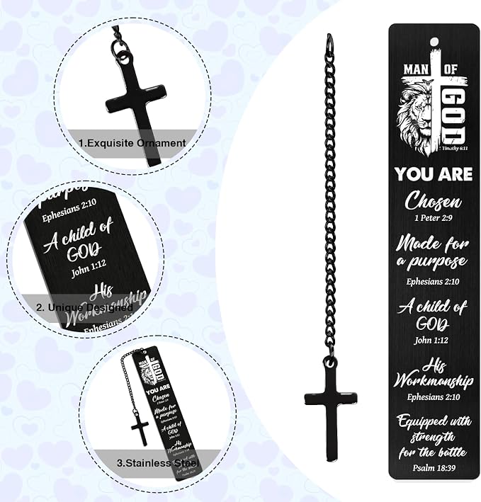 Inspirational Christian Bookmarks Gifts - Man of God Bible Verse Bookmark, Scripture Faith Book Marks for Friends, Religious Thanksgiving Christmas Birthday Gifts for Book Lovers