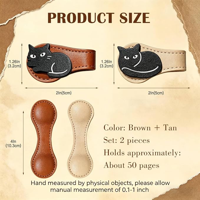 Gifts for Women Cute Cat Leather Magnetic Bookmarks for Women Vintage Book Marks for Reading Small Birthday Teacher Graduation Bookish Reading Book Lovers Gifts Office Planner Book Accessories Clip