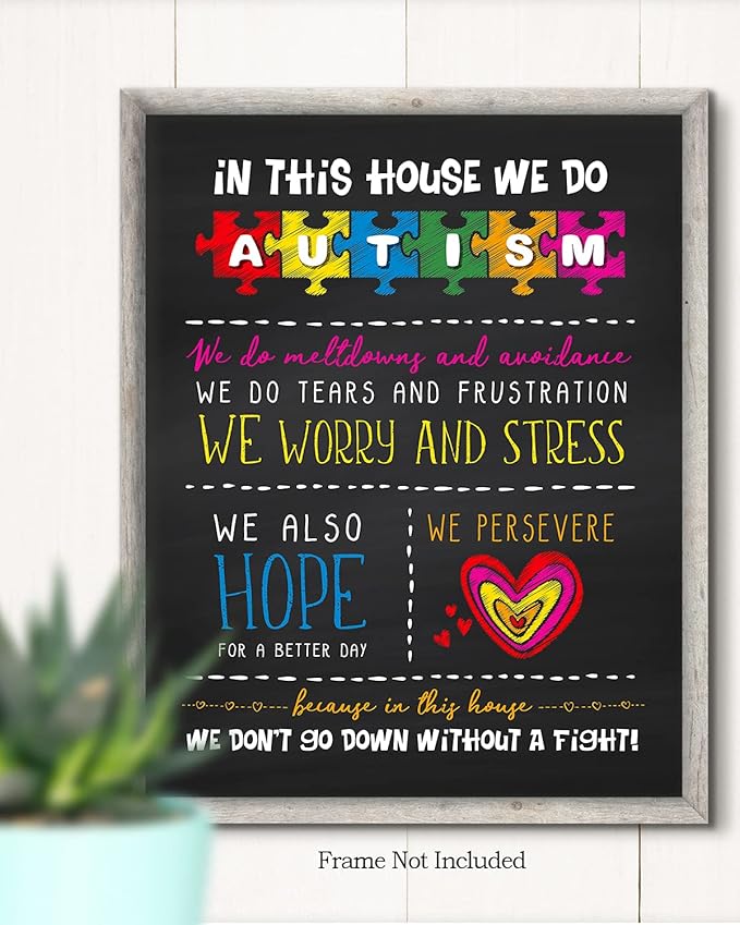 In This House We Do Autism | Autism Awareness Decor | Autism Classroom | Boho Rainbow Decor Classroom | Autism Sign | Autism Art Wall Decor Classroom | Autistic decorations - 11x14 unframed print
