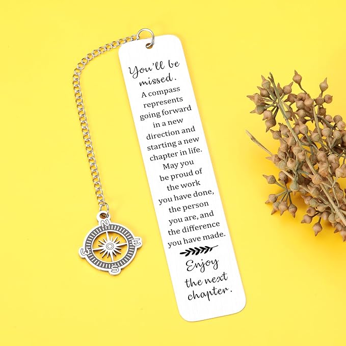 Coworker Leaving Gifts for Women,Farewell Going Away Goodbye Gifts for Coworker Friends Her Nurse Boss Teacher Employee Compass Bookmark You Will Be Missed Retirement Gift for Women