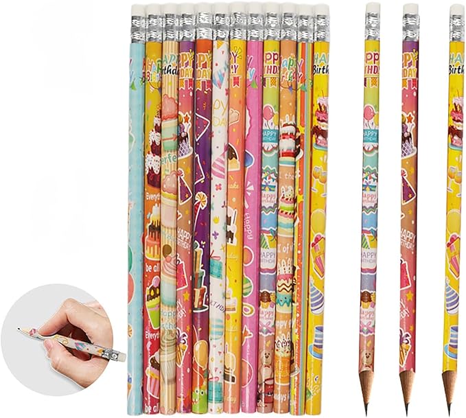 192pcs Birthday Pencils with Eraser Wood Pencils Bulk for Birthday Gift Office Supply (birthday, 192)