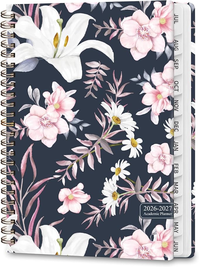 Academic Planner 2026-2027, Weekly and Monthly Agenda Planner, Daily Calendar Planning Notebook (July 2026 - June 2030), School Teacher Student Supplies, Elegant Florals