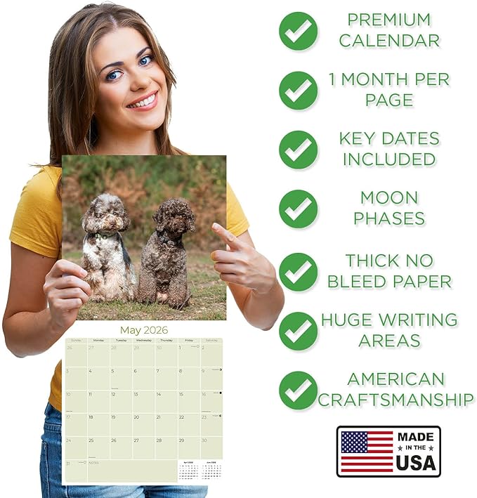 Cockapoo Calendar 2026 by MegaCalendars – Monthly Dog Breed Wall Calendar, Made in USA