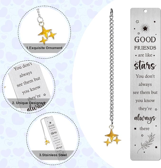 Inspirational Friendship Bookmark Gifts - Friend Gifts from Reading Women Men, BFF Long Distance Friendship Christmas Wedding Birthday Besties Encouraging Present for Sister Girl Women Her