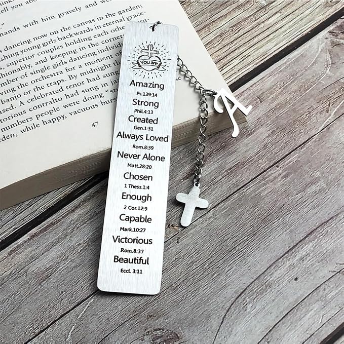 Bible Bookmark for Women Book Lovers Sister Christian Book Marker Gifts for Reader Teens Girls Baptism Birthday Christmas Gift for Coworker Students Bookish Easter Gifts (Silver-A)