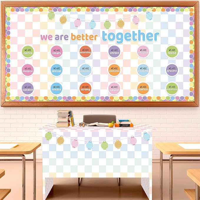 Pastel Rainbow Checkered Bulletin Board Paper Roll Colorful Bulletin Board Background Paper Back to School Classroom Decor Poster for Art Craft DIY Projects Home Office Party Supplies 17.7in x 20ft