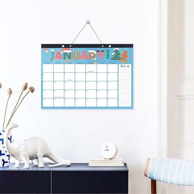 SUNEE 2026 Desk Calendar, 18 Months from Oct. 2025 to Mar. 2027, 17"x12" Academic 2026 Calendar for Home, School, or Office - 2026 Monthly Calendar with Note, Cute
