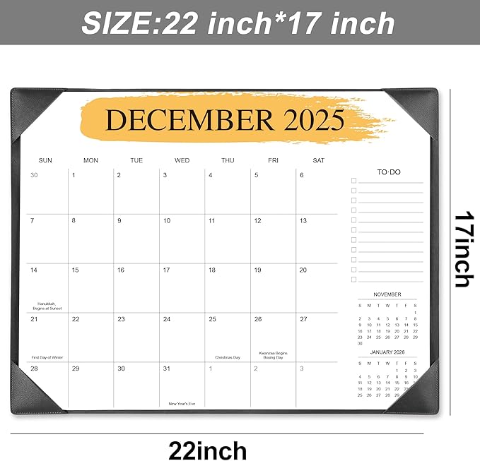 Desk Calendar 2026-2027 with Desktop Mat – 22" x 17" Large Desk Calendars with Desktop Pad, 18-Month Teacher Desk Calendar from Jan 2026–Jun 2027, for Office, School & Home Use (Black)