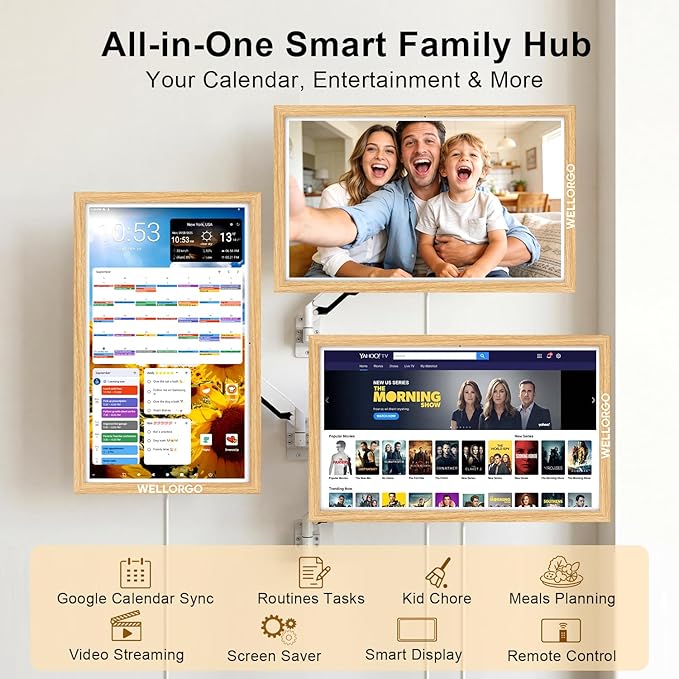 Smart Digital Calendar, 32” Electronic Planner with FHD Touch Screen & Remote Control, Electric Family Organizer with Chore Chart Google Play Customizable App, Wall Display Tablet with Camera