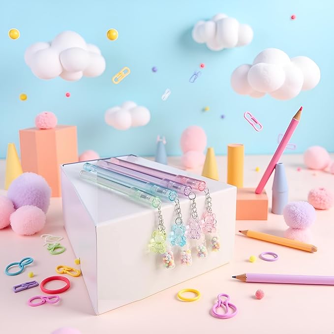 Gel Pen Pendant Pen Cute Drifting Bottle Bear Pendant Gel Pen Stationery Sweet Lovely Erasable Pens School Office Supplies Rollerball Pens(bear random 1pc)