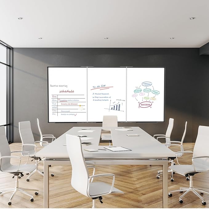 Large White Board for Wall,Magnetic Dry Erase Whiteboard,Foldable 72x48 Inches,Black Aluminum Frame, with 3PCS Detachable Marker Trays for Office and Home