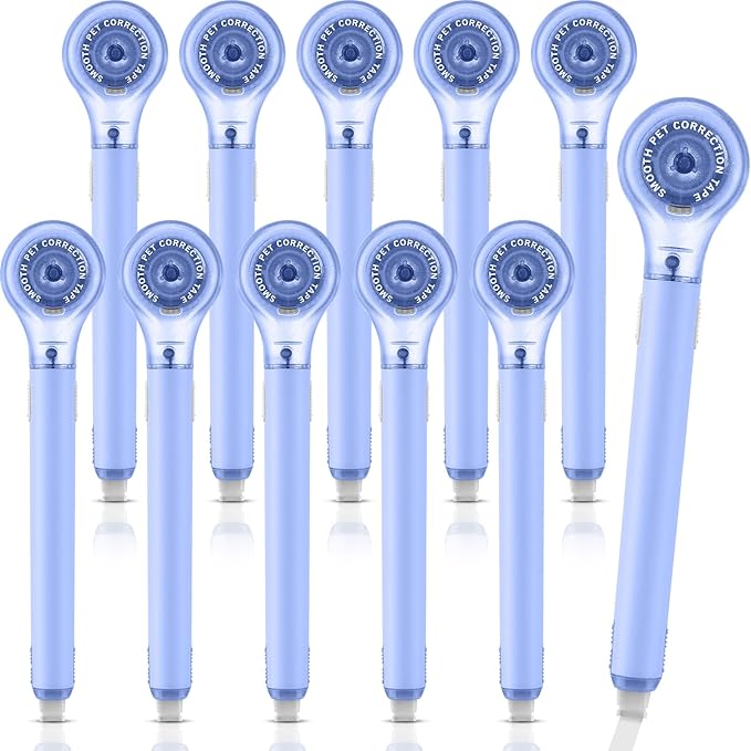 Gersoniel 10 Pack Correction Tape Pen Correctional Ink Tape Push Pull Protective, Easy to Use Applicator for School Office Supplies, 0.2 x 236 Inch (Blue Color)