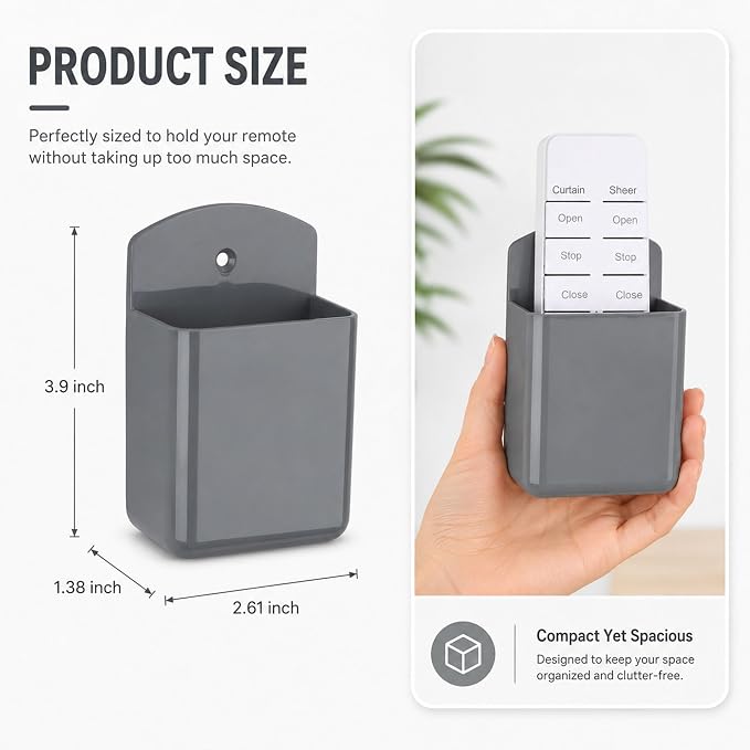 3 Pack Remote Control Holder Wall Mount, Adhesive Remote Holder with Screw Installation Storage Organizer for TV/Media/Air Conditioner Remotes For Home Office School Gray