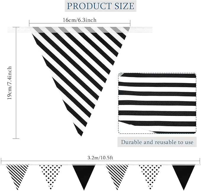 Tenare 8 Pcs Christmas Black and White Polka Dot Bulletin Board Border 10.9 Yard 6 Pcs Hanging Paper Fans 3.5 Yard Pennant Banner Flag for Classroom Home School Christmas Decor