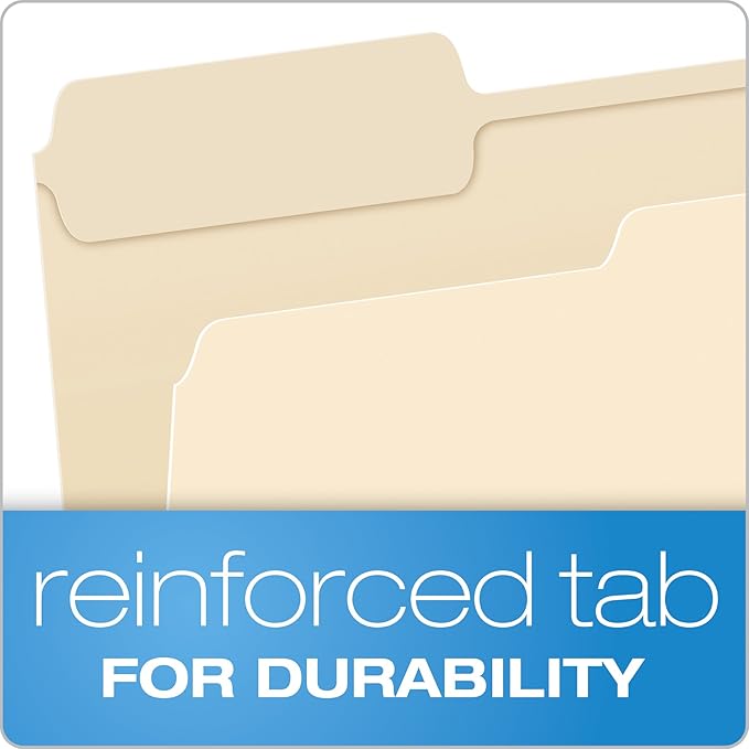 Pendaflex Reinforced Tab File Folders, Letter Size, Manila, 1/3-Cut, 100 Per Box (R752 1/3) (Pack of 5)