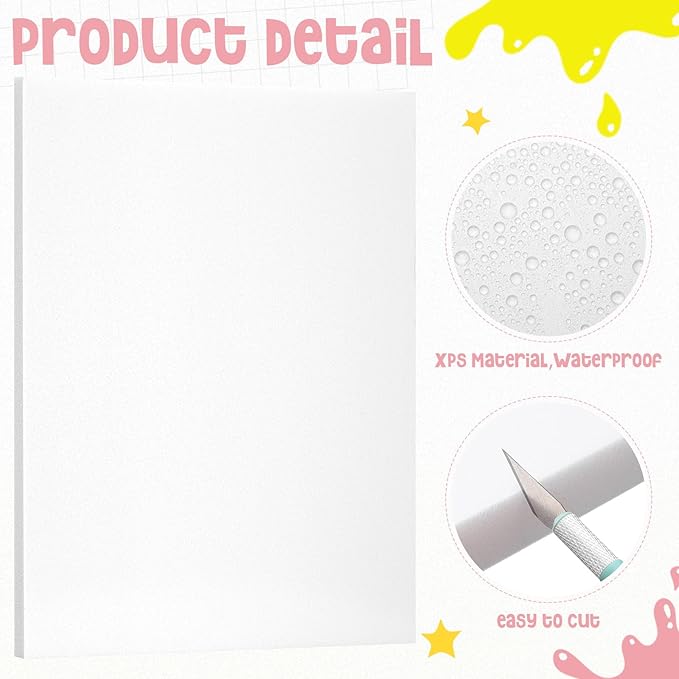 Affrolling 26 Pcs Foam Board Craft Set, DIY Modeling Materials Include White 16x12x0.79 Inch Foam Sheets and Cutting Tools Set 1 Inch Thick Polystyrene Rectangles Xps for Beginner