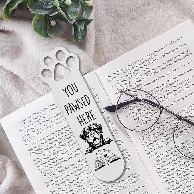 FOKCBOCM Rottweiler Bookmark for Dog Lovers, Book Club Gifts for Readers, Bookworm Bookish Nerd - Silver (DX124)