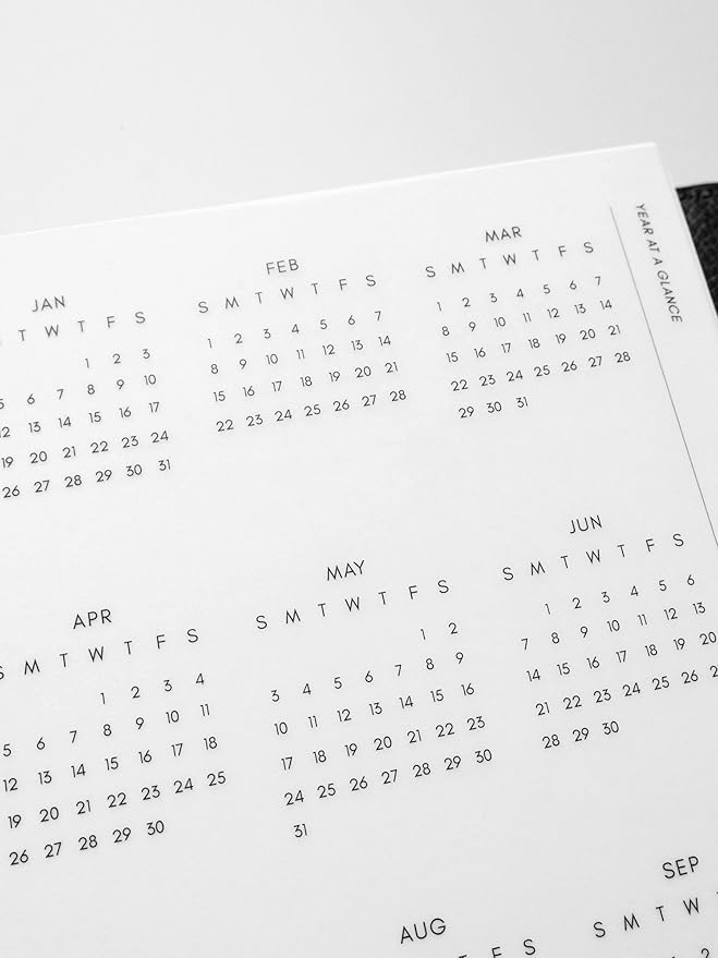 Cloth & Paper 2026 Year At A Glance Planner Dashboard | Personal Size 6 Ring Punch, 3.75 x 6.75 Inches | Transparent Vellum, Pre-Punched, Fits Personal 6 Ring Agenda, Durable Yearly Overview