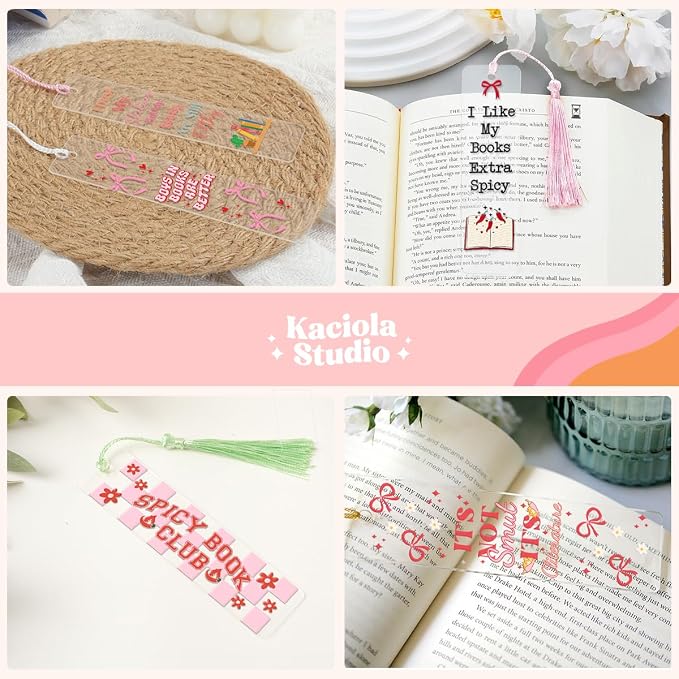 Kaciola 36 Sheets Smutty Theme UV DTF Bookmark Wraps, Acrylic Bookmark Blanks UV DTF Stickers, Rub on Transfers for Book Lover DIY (Blank Bookmarks Not Included)