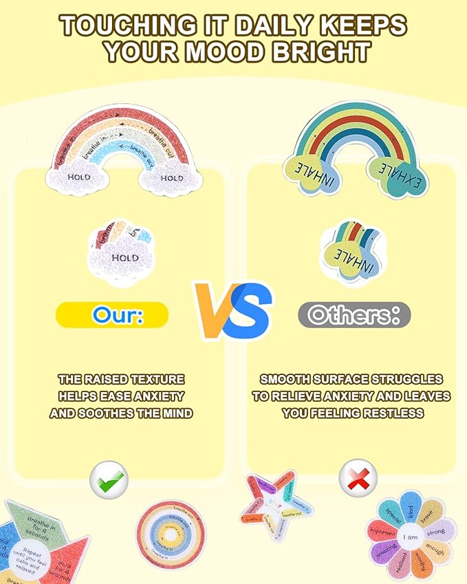 UCEC 45Pcs Textured Stickers for Sensory, Waterproof 15 Patterns Anxiety Sensory Stickers for School Office Adults Teen Kid Tension Student Classroom Supply