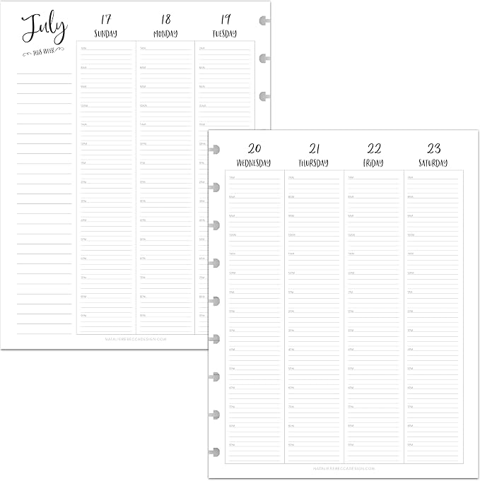 BetterNote July 2026 - June 2027 Academic HOURLY Calendar for Disc Notebook, Fits Levenger Circa, Big Happy Planner, Staples Arc, TUL, Discbound (9-Disc, 7"x9.25", Whimsy)