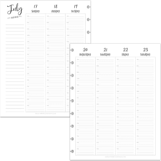BetterNote July 2026 - June 2027 Academic HOURLY Calendar for Disc Notebook, Fits Levenger Circa, Big Happy Planner, Staples Arc, TUL, Discbound (9-Disc, 7"x9.25", Whimsy)