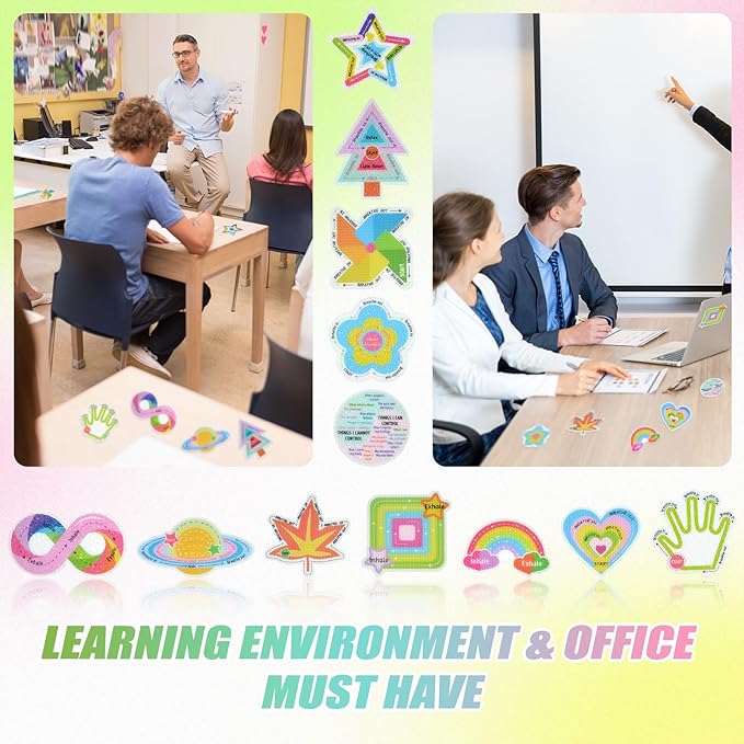 24 Pieces Anxiety Sensory Stickers with Storage Box - Calming Strips with 2 Textured Stickers for Adults & Desk Fidget