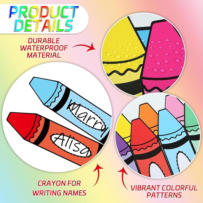 Justforjoyful Welcome to Our Pack Bulletin Board Decorations Back to School Crayon Theme Classroom Bulletin Board Border Set Colorful Crayons Name Tags for School Teacher Supplies Home Wall Decor