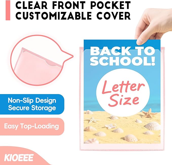 Plastic Folders with Clear Front Pocket (12 Pack) with 2 Pockets, Heavy Duty Letter Size Colored Plastic Folders for School Office，Letter Size Paper