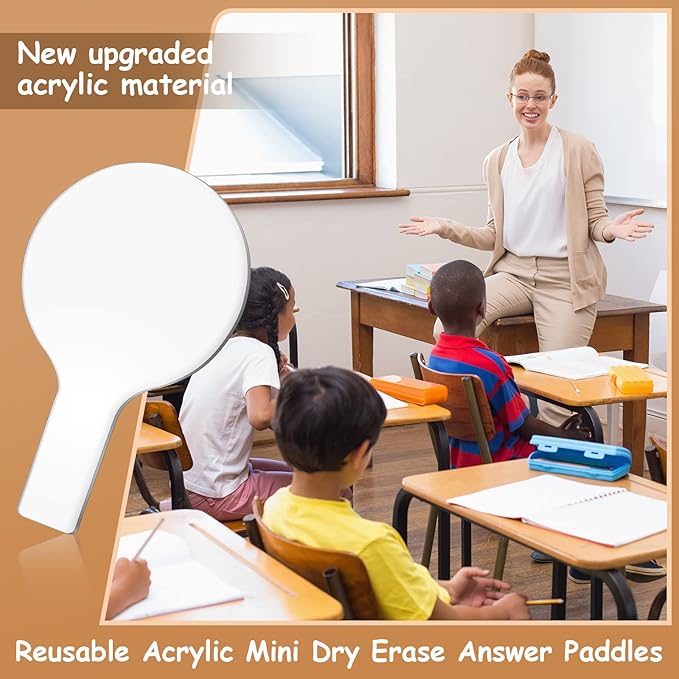 Containlol 4 Pcs Mini Dry Erase Answer Paddles Acrylic Answer Board Double-Sided Response Paddles Quick Response Board with Handle for Teaching Office Games Home