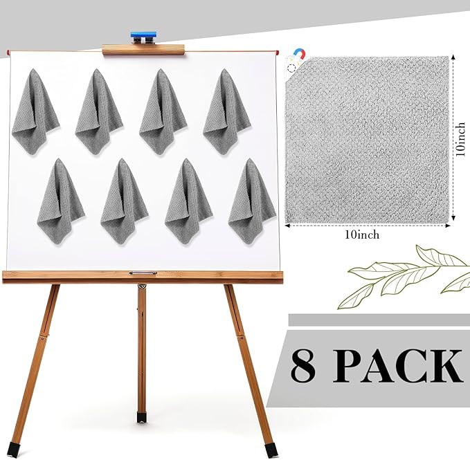Fanfanwin 8 Pcs 10" x 10" Magnetic Cleaning Cloth Dry Erasers for White Boards Extra Strong Magnetism Microfiber Eraser for Blackboards Classroom Home Reusable Washable(Pineapple Grid Cloth)