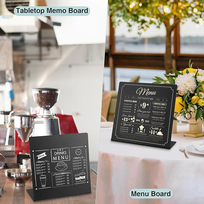 2 Pcs Magnetic Bulletin Board with Stand, 8x8 inch Magnet Display Stand Metal Tabletop Memo Board Magnetic Menu Easel Board for Home,Kitchen,School,Office Decor