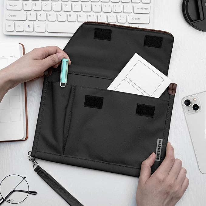 A5 Conference Folder Business Organiser Bag Notepad Carrying Case Document Case A5 Portfolio Organiser Portfolio Binder with Zip (Jet Black)