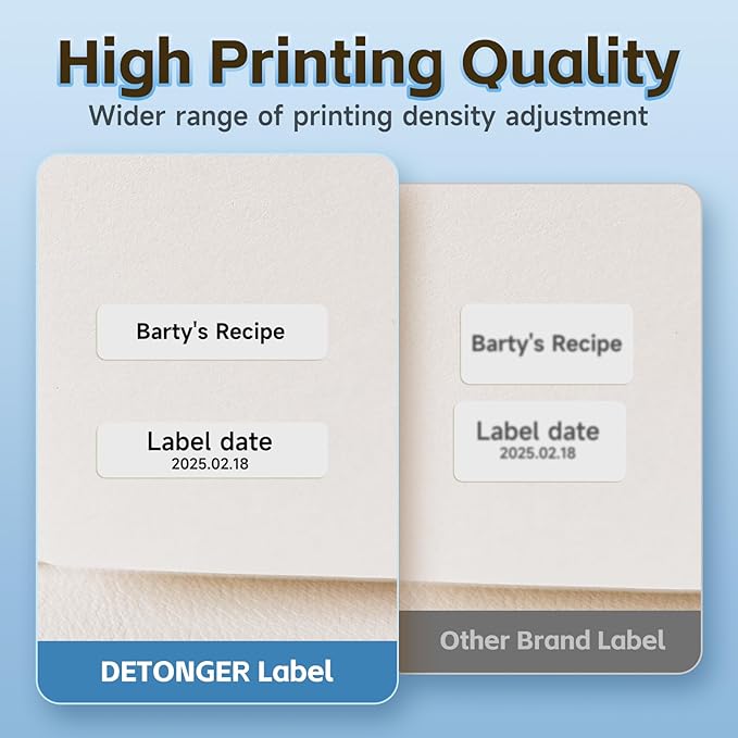 Thermal Labels DETONGER 1/2 Width Compatible Tape Refills Label Stickers Film Coatedfor Label Maker Tapes Home Office School Business Use Sticky Liquid-Proof 0.6"×2.4"(14×60mm) 100pcs White