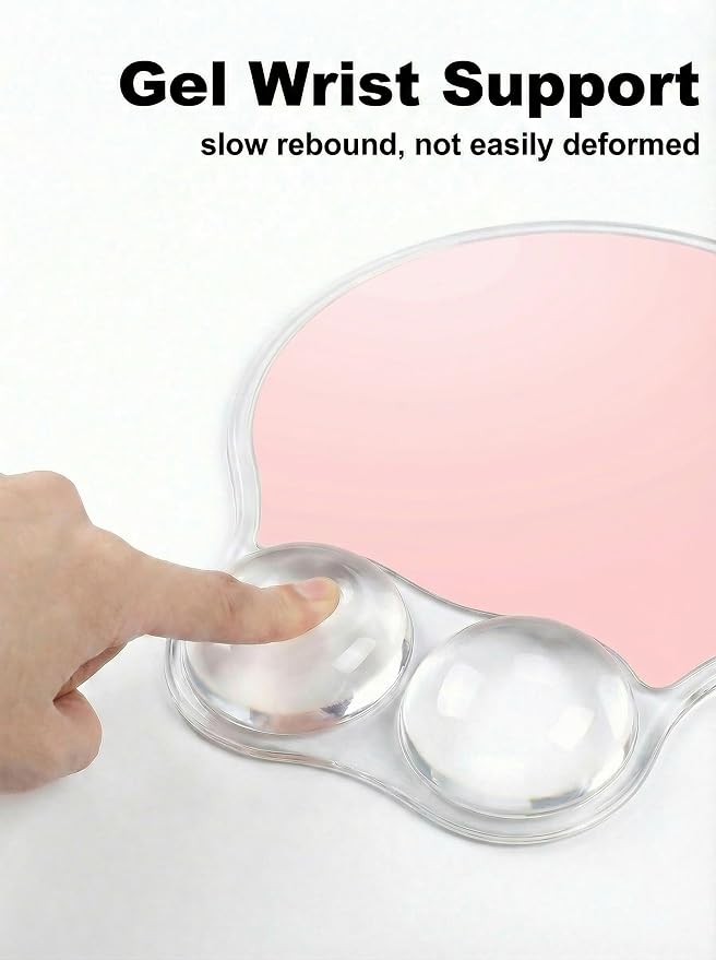 Ergonomic Gel Mouse Pad Wrist Rest Support for Desk, PU Base, Smooth Surface, Crystal Gel Cushion, Non-Slip Stability, Mousepad for Office/Home/Study Pink AMP-02