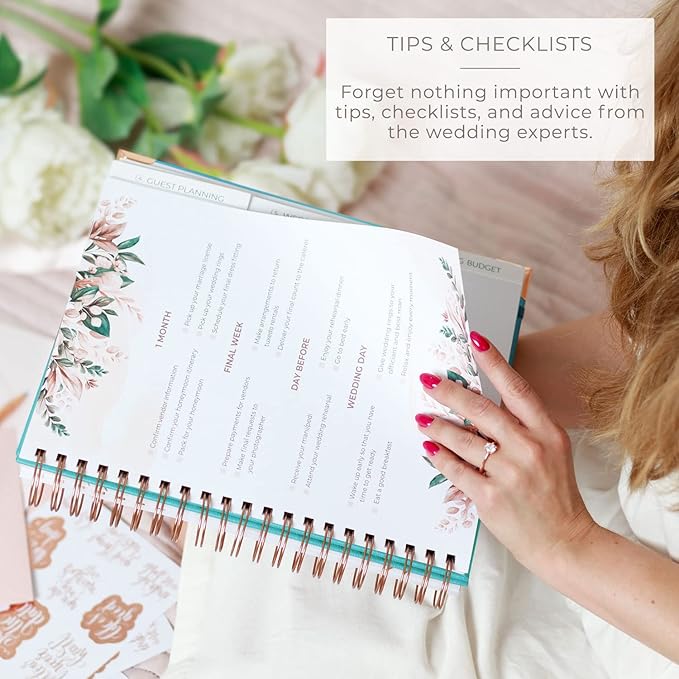 Clever Fox Wedding Planner – Notebook Organizer for Bride – Wedding Planning Binder Book with Pockets – Engagements Gift, 10x11″ (Aquamarine)
